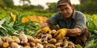 female-farmer-harvesting-fresh-turmeric-ginger